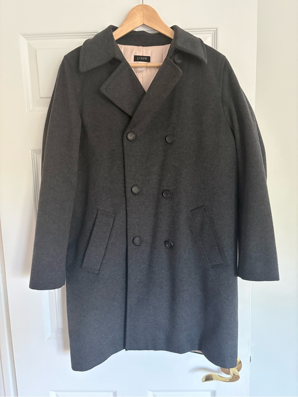 Vintage J. Crew Oversized Women’s Wool Coat Gray Insulated Quilted Lining Size 6